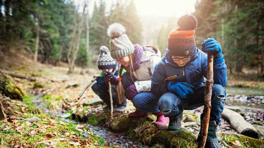 kids explore the outdoors