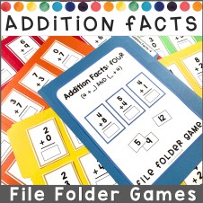 Colorful file folder games for addition facts
