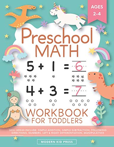Preschool Math Workbook for toddlers cover - ages 2-4