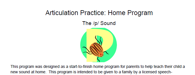 /p/ Articulation Homework: Complete Home Program