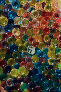 pile of water beads that can be frozen for a playing with ice activity for toddlers