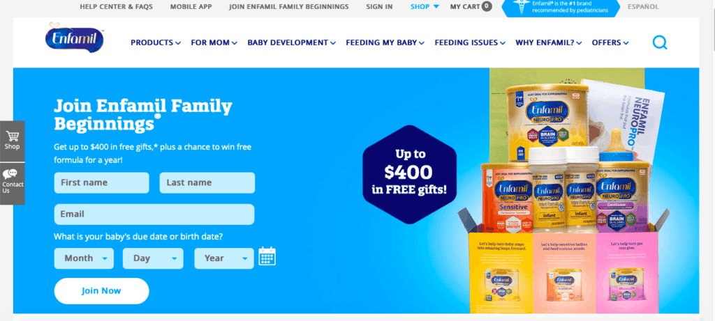 baby freebies offered to new moms by Enfamil