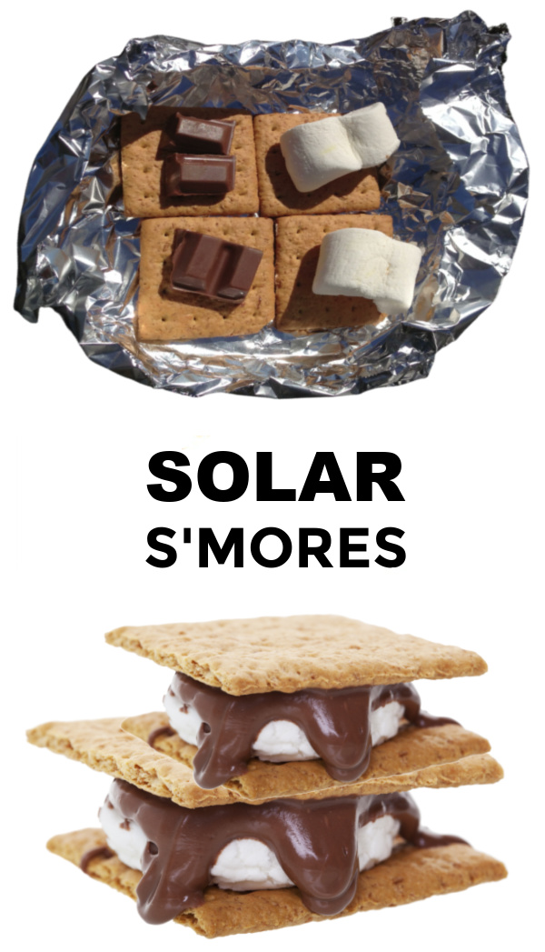 Make s'mores without fire!  Fun science for kids. #solarsmores #solaroven #solarsmoresforkids #scienceexperimentskids #growingajeweledrose